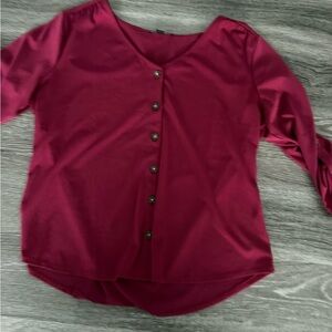 Women's Burgundy Button-Up Top